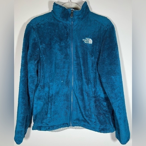 The North Face teal blue fleece zip up jacket sz M gorpcore colorful cozy - Picture 1 of 7
